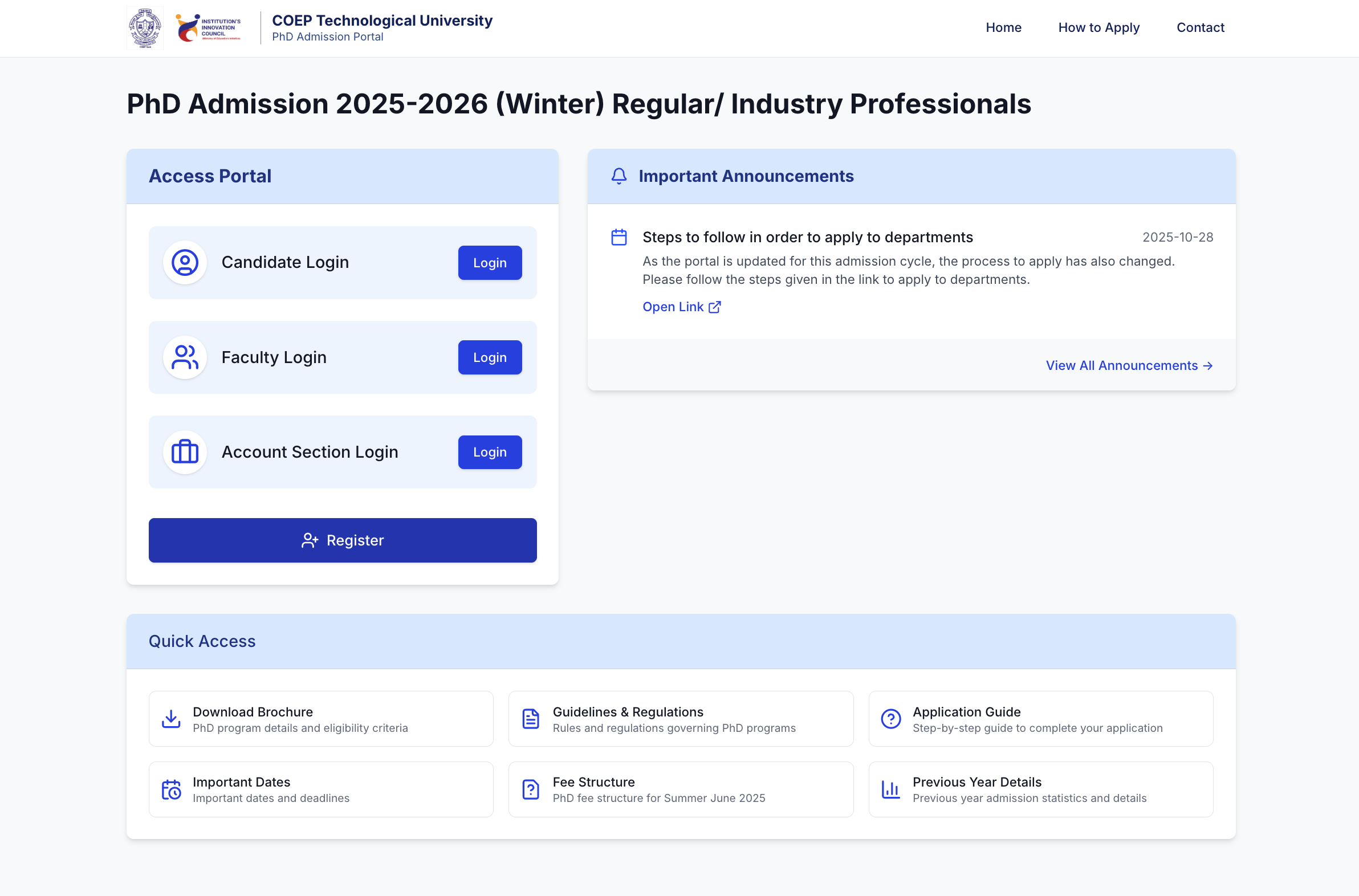 PhD Admissions Portal (COEP)